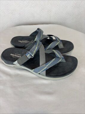 Merrell Sandals Womens 6 Air Cushion Memory Foam Blue/Gray Comfort Slide Hiking